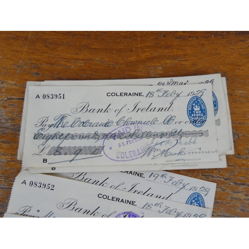 308 - An interesting lot of paperwork to include Bank of Ireland cheques dated 1929 and more.