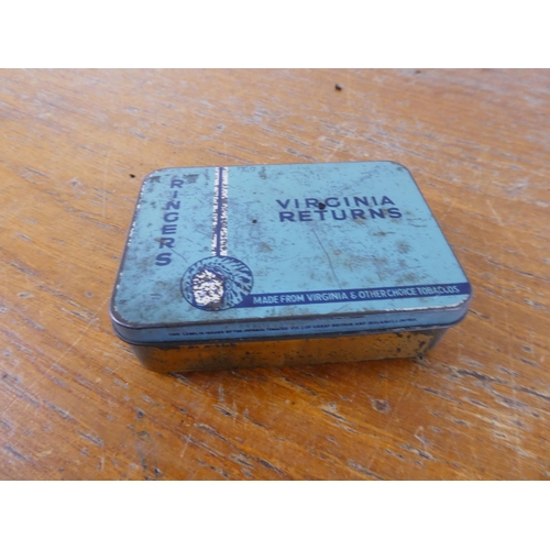 320 - A vintage Virginia Returns cigarette tin and contents.