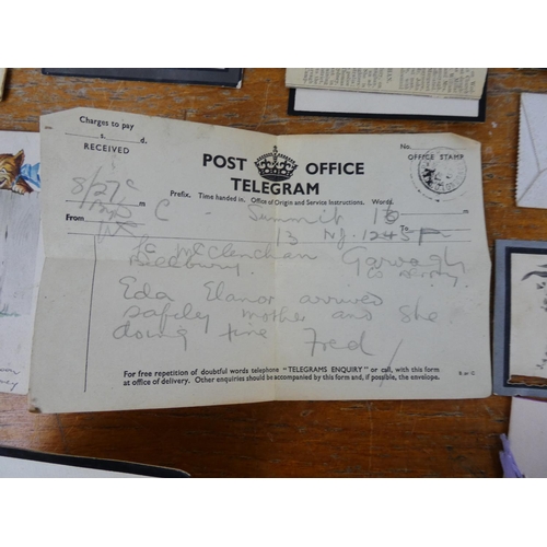 321 - An interesting lot of paperwork to include antique death notices, novelty postcards and more.