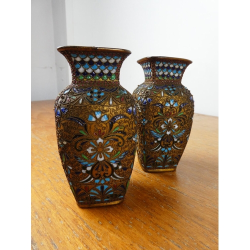 392 - A stunning pair cloisonne vases.