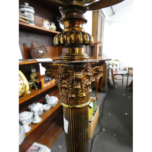 81 - A stunning antique brass telescopic lamp base with shade.