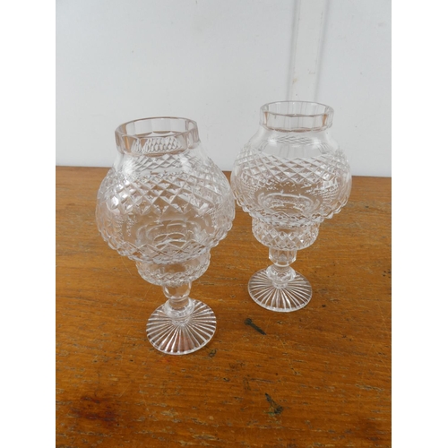 86 - A stunning pair of Tyrone Crystal candleholders.