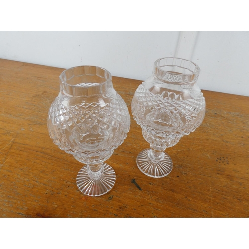 86 - A stunning pair of Tyrone Crystal candleholders.