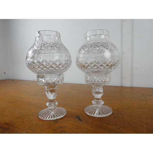 86 - A stunning pair of Tyrone Crystal candleholders.