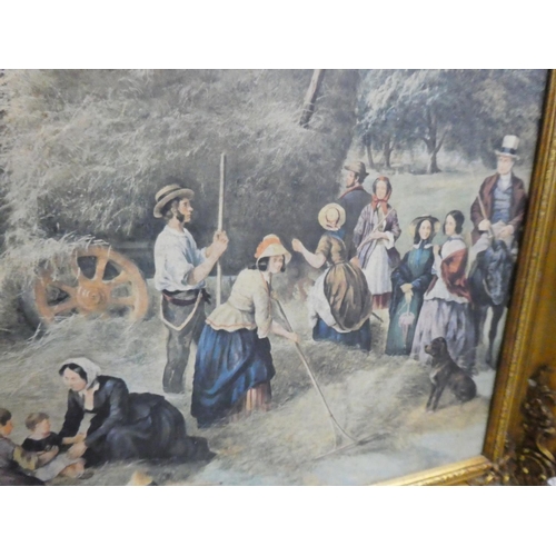 96 - A large vintage framed print 'Bringing in the Hay', measuring 41