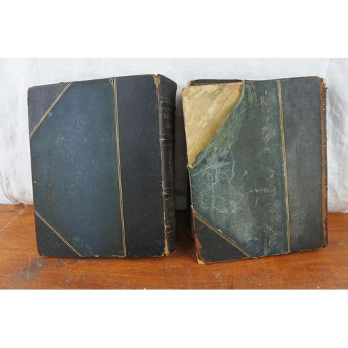 498 - Two antique leather bound volumes of Encyclopaedia Britannica.