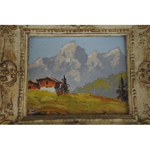 531 - Three framed miniature oil paintings.