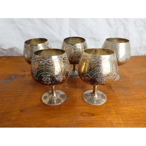 40 - Fiver silver plated goblets.