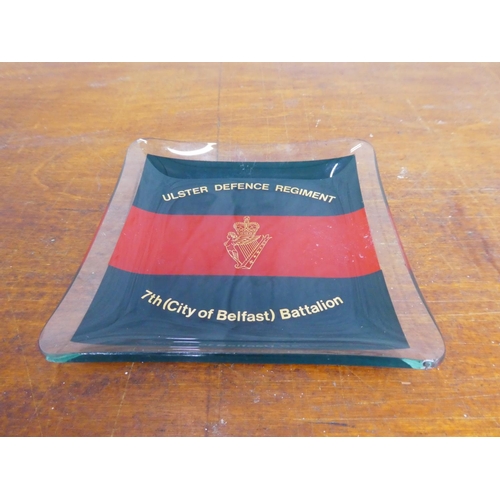 54 - An Ulster Defence Regiment 7th (City of Belfast) Battalion glass dish.