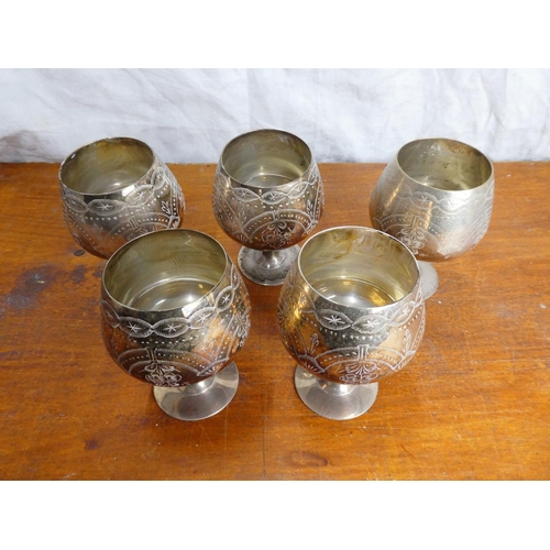40 - Fiver silver plated goblets.