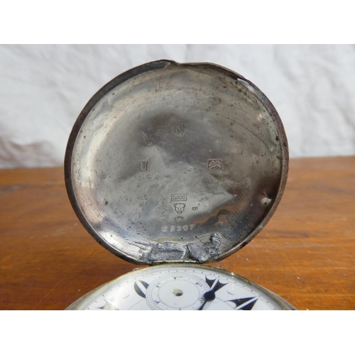 60 - An antique sterling silver pocket watch (a/f).