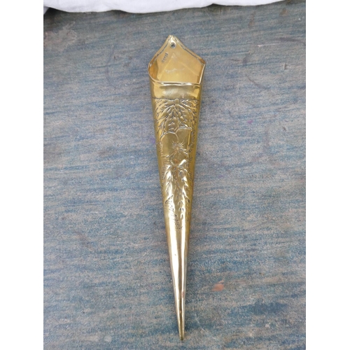 109 - A stunning brass cone holder for flowers.