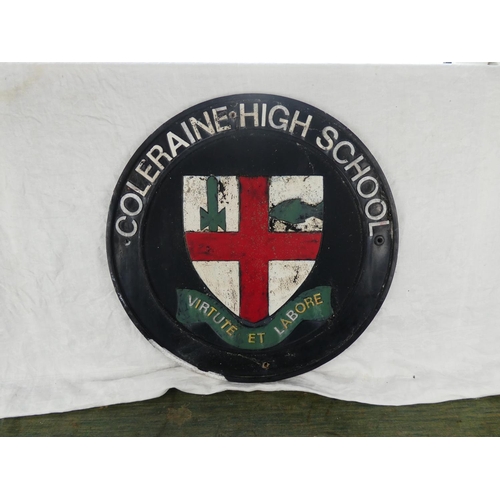 119 - A Coleraine High School cast metal plaque, measuring 55cm.