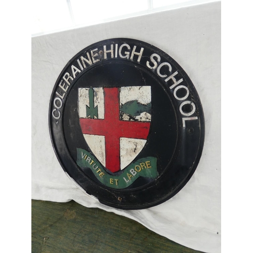 119 - A Coleraine High School cast metal plaque, measuring 55cm.