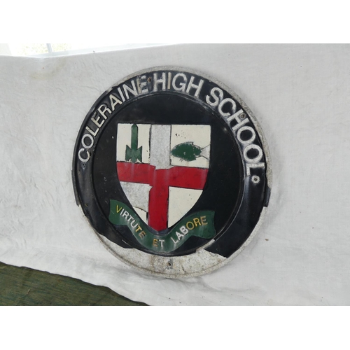 122 - A Coleraine High School cast metal plaque, measuring 55cm.