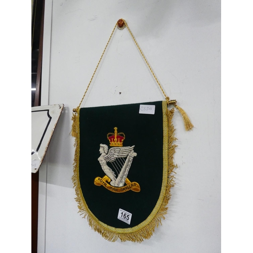 165 - A stunning embroidered Royal Irish Rangers pennant.