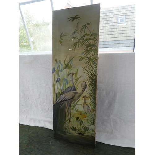 196 - A vintage unframed painting (a/f), measuring 95cm x 33cm x 95cm.