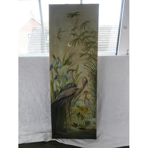 196 - A vintage unframed painting (a/f), measuring 95cm x 33cm x 95cm.