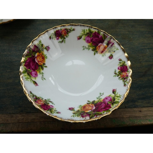 89 - A collection of Royal Albert Old Country Rose to include a sandwich plate, milk jug and sugar bowls,... 