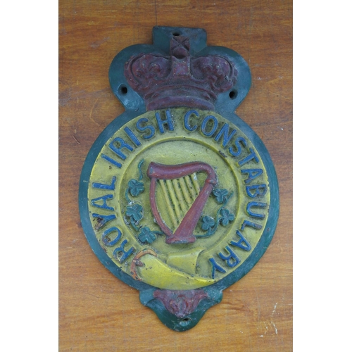 A stunning & original Victorian Royal Irish Constabulary cast iron station wall plaque, 39cm long x 25cm wide.