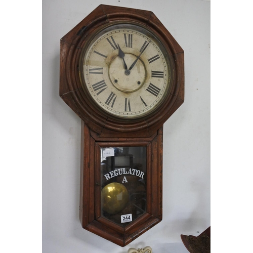 244 - An antique Regulator wall clock.