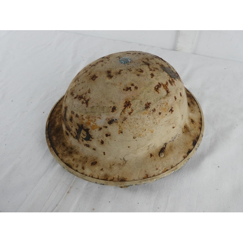 295 - A British WW2 era steel brodie helmet, stencilled with F.A.P & 3 diamonds. 'A.P' to rear.