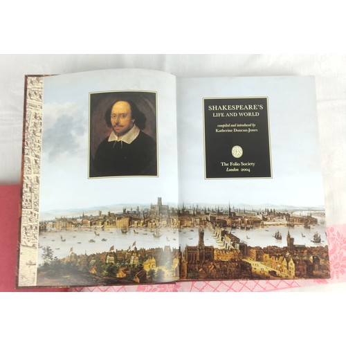 215 - Two Folio Society books to include 'Shakespeare's Life and World', 'Shakespeare's Sonnets'.