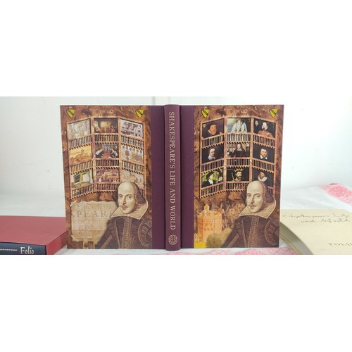 215 - Two Folio Society books to include 'Shakespeare's Life and World', 'Shakespeare's Sonnets'.