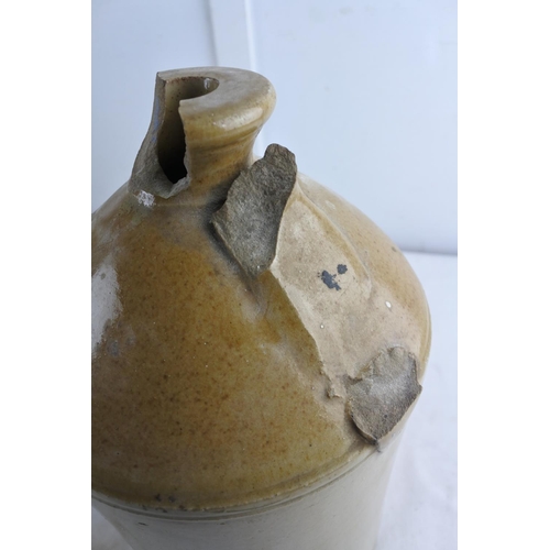 63 - A stoneware flagon, 'McAllister Ltd - Belfast' (a/f).