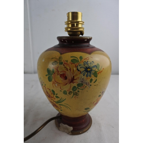 79 - A floral hand painted table lamp base.