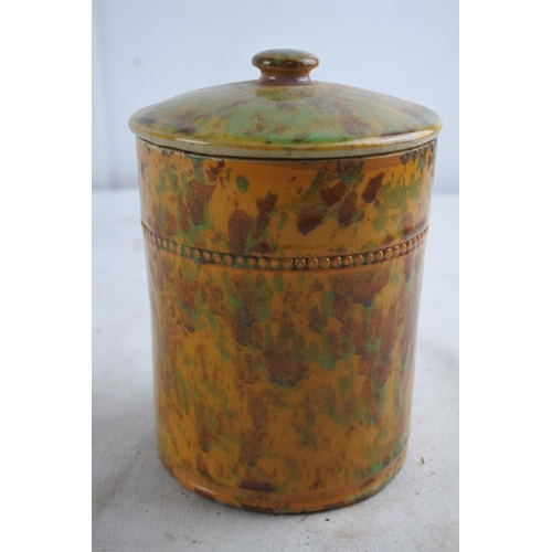 95 - A stunning antique stoneware tobacco jar with inner lid.