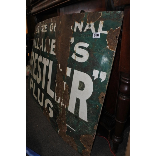 208 - A stunning large  original enamel sign 'We Sell the Original Gallaher's Wrestler Plug', measuring 54... 