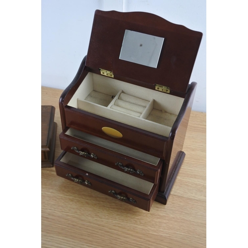 246 - Two wooden jewellery boxes.