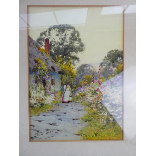 102 - A stunning pair of antique framed watercolour paintings signed S M Gray, each measuring 40cm x 30cm.