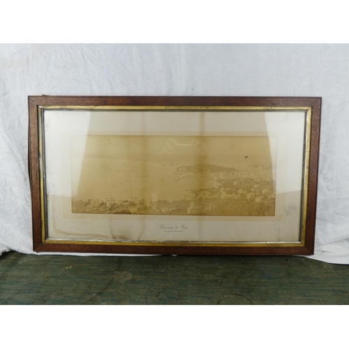 103 - An early framed print of Nice, France, measuring 76cm x 42cm.