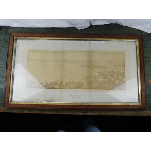 103 - An early framed print of Nice, France, measuring 76cm x 42cm.