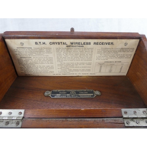 106 - An antique wooden cased 'The British Thomson-Houston Co Ltd - Rugby England - Wireless Crystal Recei... 