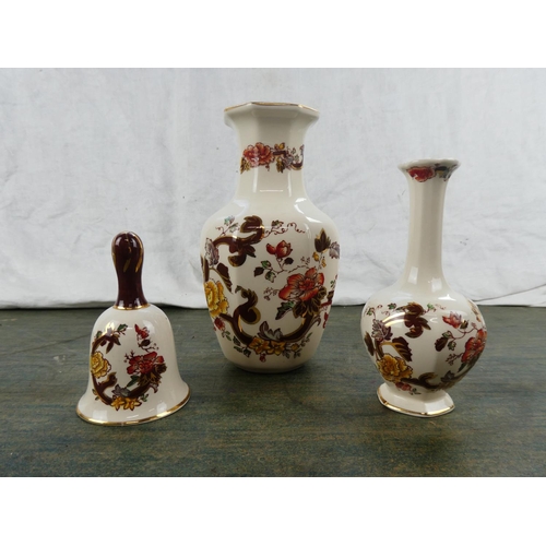 112 - Three pieces of Mason's Ironstone 'Brown Velvet' pottery.