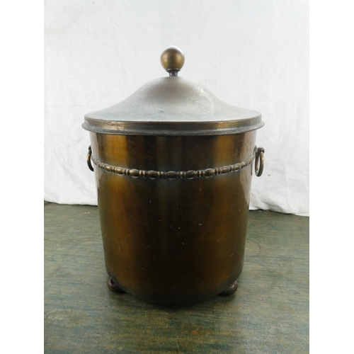 113 - A vintage lidded coal bucket.