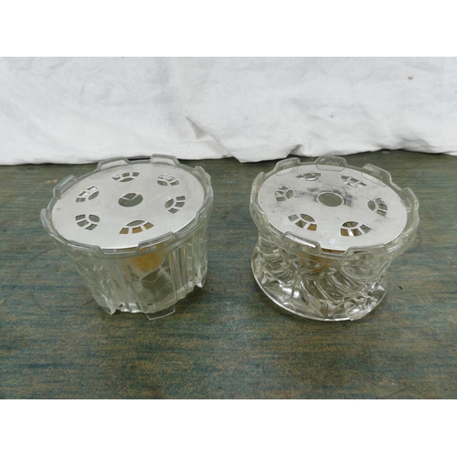 154 - Two vintage glass tealight burners.