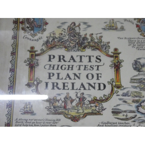 185 - A framed map 'Pratts High Test Plan of Ireland'.