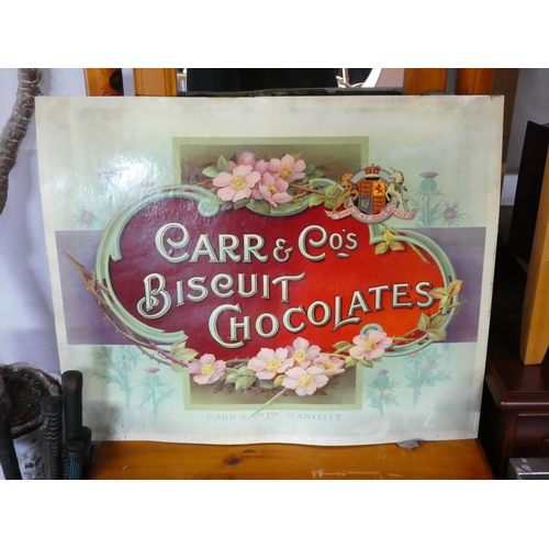 319 - A stunning vintage cardboard advertising shop display for Carr & Co's Biscuit Chocolates, measuring ... 