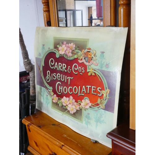 319 - A stunning vintage cardboard advertising shop display for Carr & Co's Biscuit Chocolates, measuring ... 