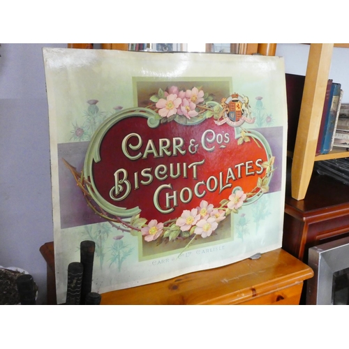 319 - A stunning vintage cardboard advertising shop display for Carr & Co's Biscuit Chocolates, measuring ... 