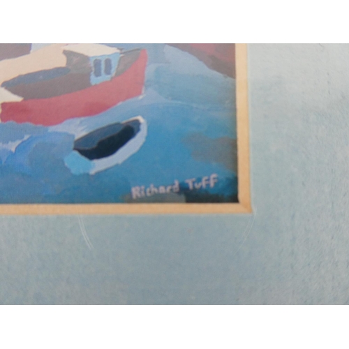 338 - A framed print of Cornish Harbour by Richard Tuff.