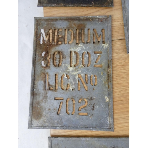 359 - A stunning collection of 13 original metal stencils, found in an old chicken farm. These would have ... 