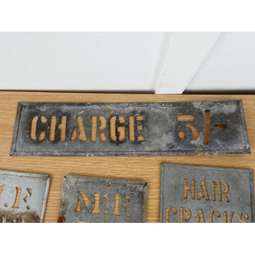 359 - A stunning collection of 13 original metal stencils, found in an old chicken farm. These would have ... 