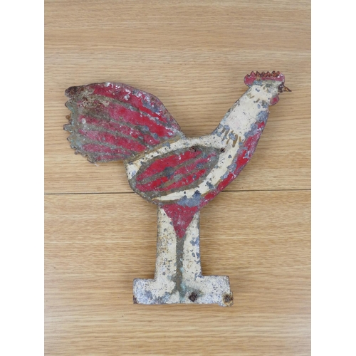 362 - A stunning antique/ vintage hand painted tin chicken, possibly an old weather vane, measuring 26cm t... 