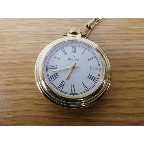 364 - A stunning Bulova pocket watch and chain in its presentation box.