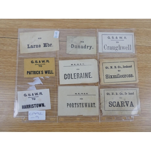 373 - A collection of Northern Counties Railway labels.